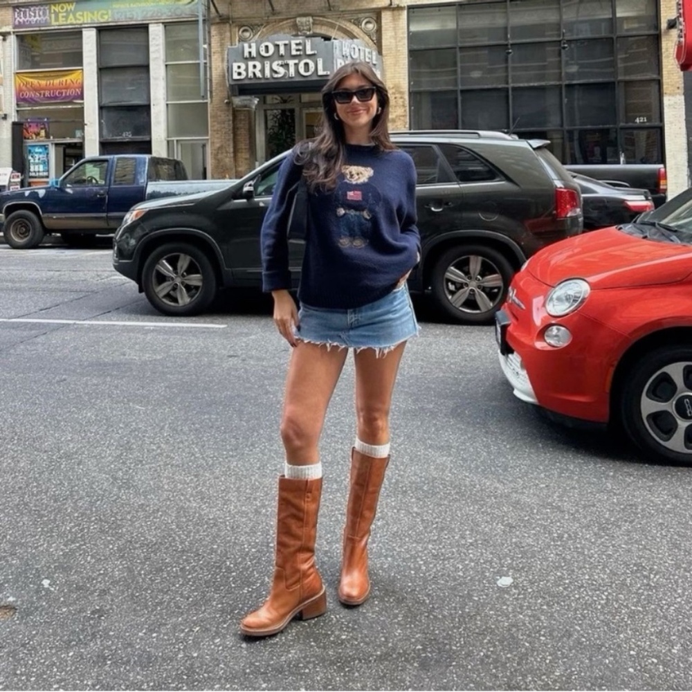 REFORMATION Frances Knee High Boots in Whiskey Leather